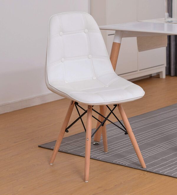 Leather Exhibition Chair - White -capitone