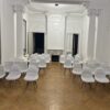 Leather Exhibition Chair - White -capitone - Theater style