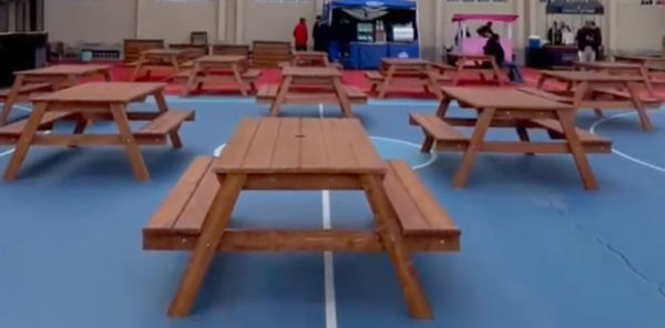 Wooden picnic bench
