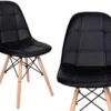 Leather Exhibition Chair - Black -capitone