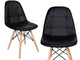 Leather Exhibition Chair - Black -capitone